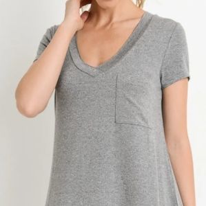 Longline Deep V Neck Pocket Shirt